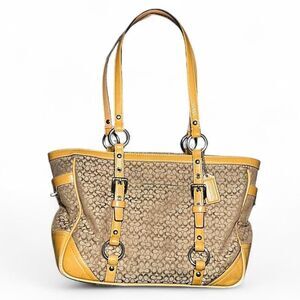 Coach Signature Gallery Tote Bag Womens Medium Brown Jacquard F12346
